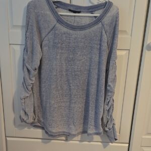 Cozy Heather Blue Long Sleeve Top